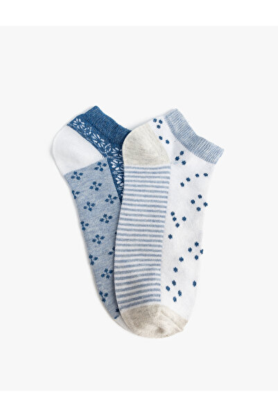 Koton Комплект от 2 многоцветни шарени чорапи до глезена