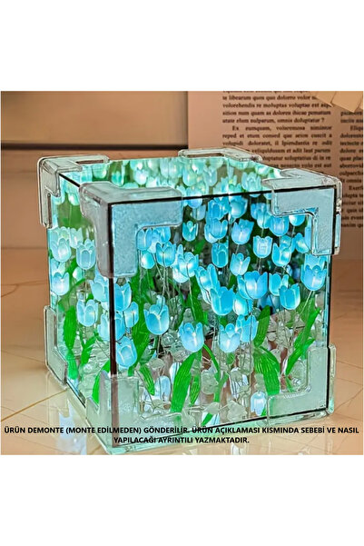 Neon Sonsuz Lale Gece Lambası ( Boyut 10x10)