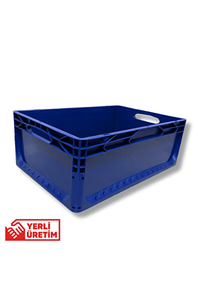 1.kalite Mavi Plastik Kasa 60x40x22 Cm - Kokusuz Sağlam Plastik Kutu 44 Litre