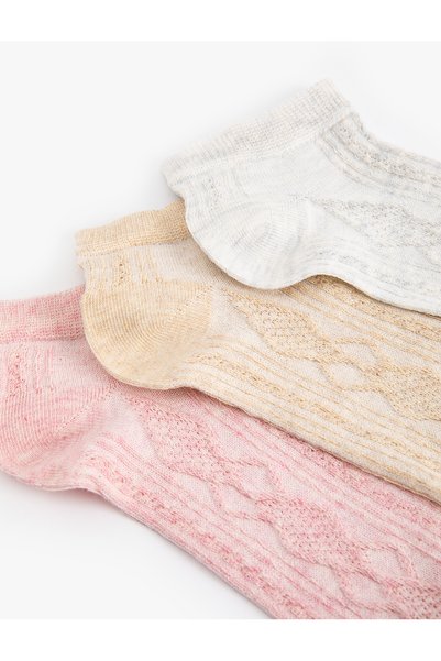 Koton Set of 3 Booties Socks Multicolored Textured