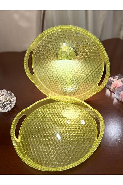 Minty Life Monocrystalline Yellow Transparent Party Christmas Presentation Tray (Yellow Round)
