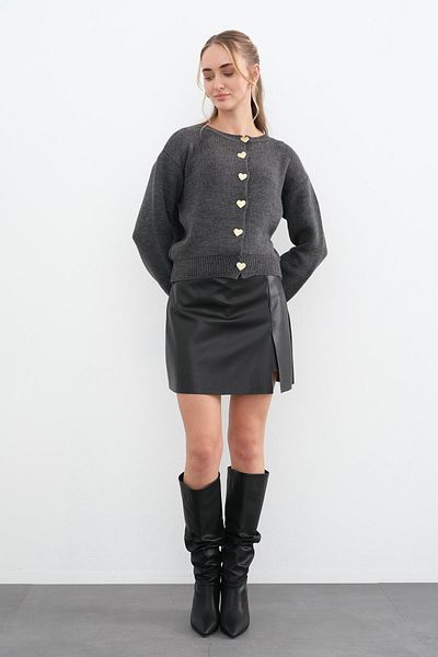 Qutu Butik 4171 Cardigan with Heart Touch