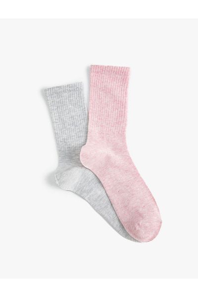 Koton Basic 2-Piece Socks Set Multicolored Textured