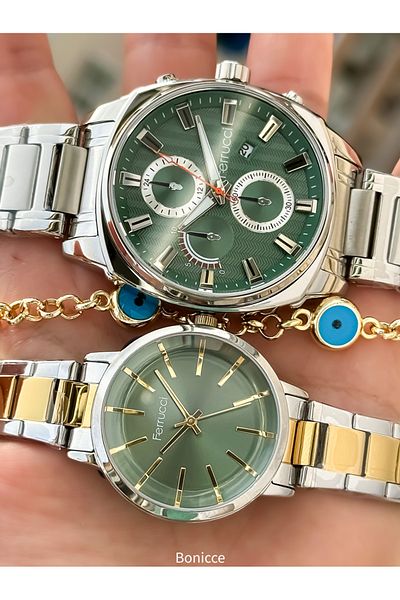 Ferrucci Colorful Steel Band Lover Watches - with Rosary and Bracelet Gift