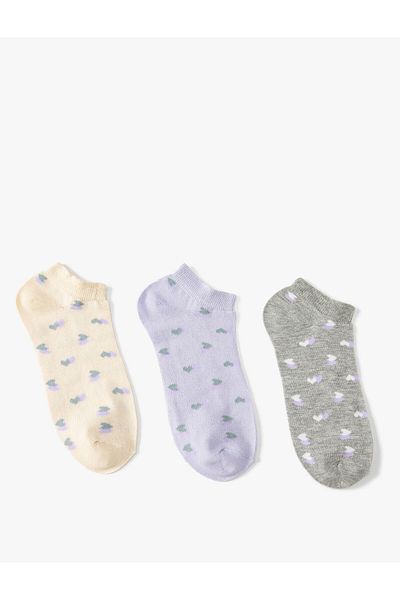 Koton Set de 3 șosete papuci cu inimă multicolor