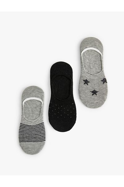 Koton Striped 3-Piece Ballerina Socks Set Multi Color