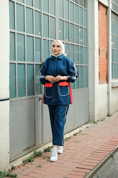 MİMİ Luxury Wear Σετ Φούτερ Hijab με φερμουάρ - Σετ των δύο