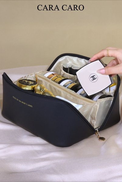 CARA CARO Thickened Pu Makeup Bag Large Capacity Portable Makeup Bag