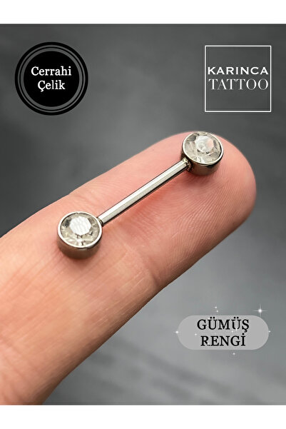 Karınca Piercing Çift Taşlı Göğüs Meme Ucu Nipple Piercing (Karınca Tattoo)