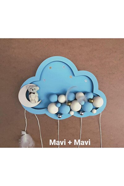 CNGZSHOP Kişiye Özel İsim Yazılı El Işi Led Işıklı Bulut Tasarımlı Bebek Odas...