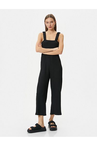 Koton 4SAL40029IK Koton Damen Jumpsuit SCHWARZ