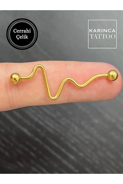 Karınca Piercing Heart Rhythm Zigzag Ear Industrial Bridge Piercing (Ant Tattoo)