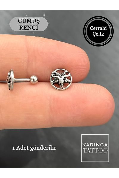 Karınca Piercing Rock Metal Gothic Demon Goat - Flat Conch Forward Helix Ingot Tragus Piercing