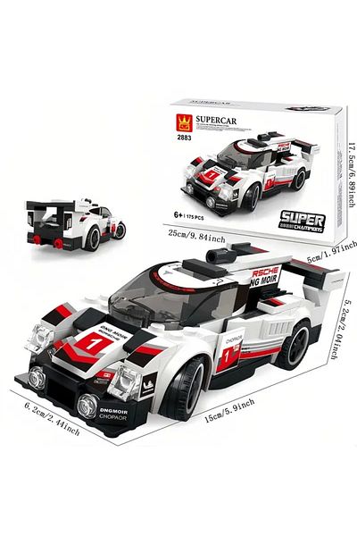 Wange White Lego Super Car Sports Race Car - 175 Pieces