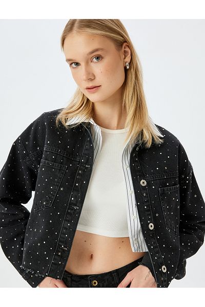 Koton black Stoned Denim Jacket