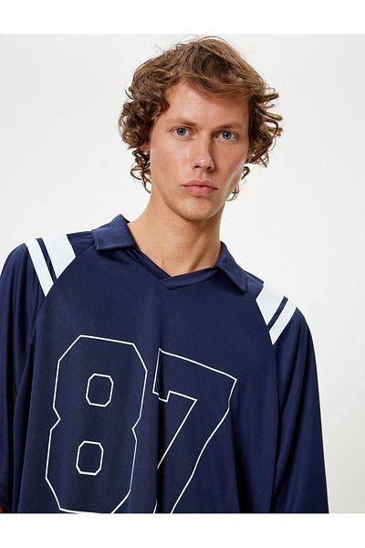 Koton Αθλητικό μπλουζάκι College Printed Oversize - Πόλο γιακά, κοντό μανίκι