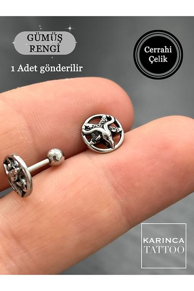 Karınca Piercing Rock Metal Gothic Demon Goat - Flat Conch Forward Helix Ingot Tragus Piercing