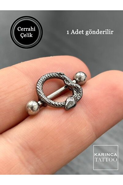 Karınca Piercing Ouroboros Yılan Göğüs Meme Ucu Nipple Piercing (Karınca Tattoo)
