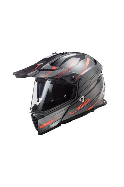 LS2 Pioneer Evo Knight Titanium-turuncu Kask