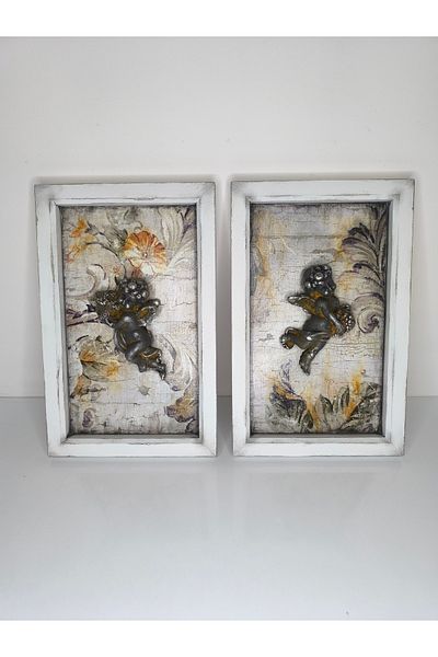 IremTasarimAtolyesi 2-Piece Angel Panel Painting - Duar Decoration Products, Decorative Object