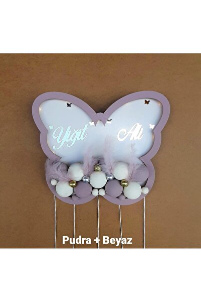 CNGZSHOP Kişiye Özel İsim Yazılı El Işi Led Işıklı Kelebek Tasarımlı Bebek Odası Hastane Ev Kapı Süsü