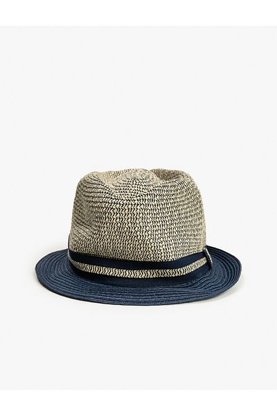 Koton Straw Fedora Hat - Stripe Detailed