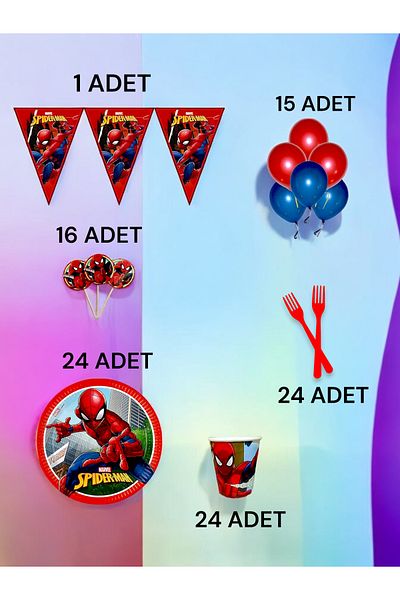 VibeHome 24 Person Spiderman Themed m Pack - Birthday Party and Fun Events
