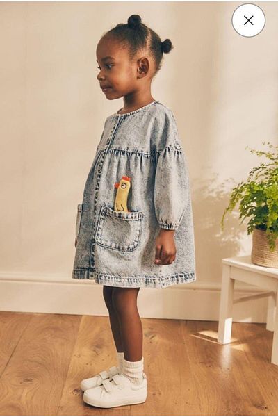 Bebessi Girl's Denim Dress with Toy Detail in Pocket
