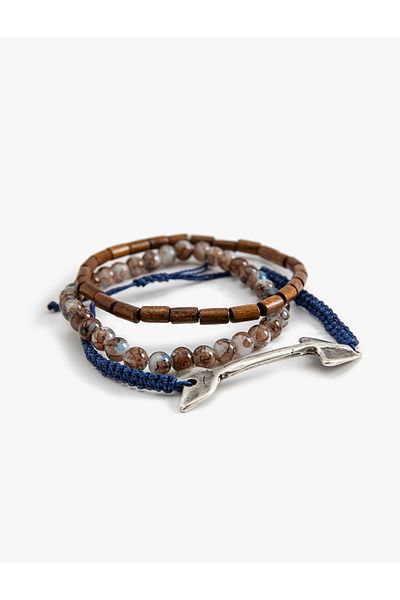 Koton Colorful Bracelet Set of 3 - Beaded Metal Charm Detail