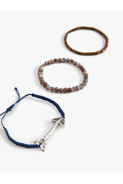 Koton Colorful Bracelet Set of 3 - Beaded Metal Charm Detail