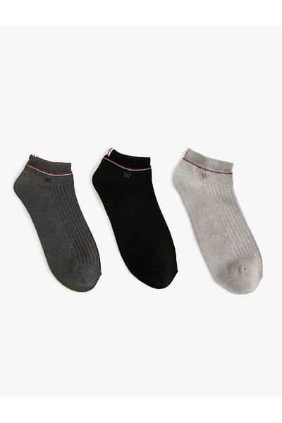 Koton Set de 3 ciorapi papuci cu detaliu dungi multicolore
