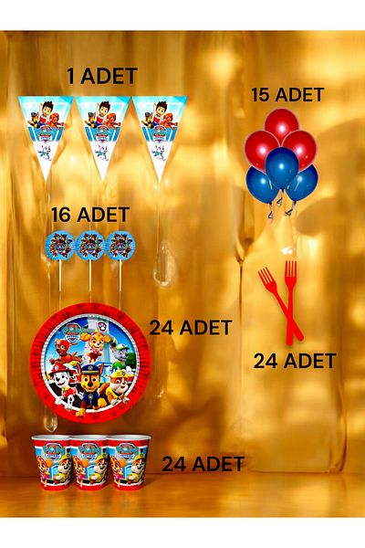 VibeHome Paw Patrol Themed m Pack for 24 - Birthday Party and Fun Events