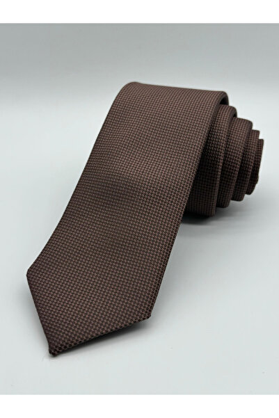 HARES Woven Brown Eyelet Tie and Handkerchief Hand Sewn