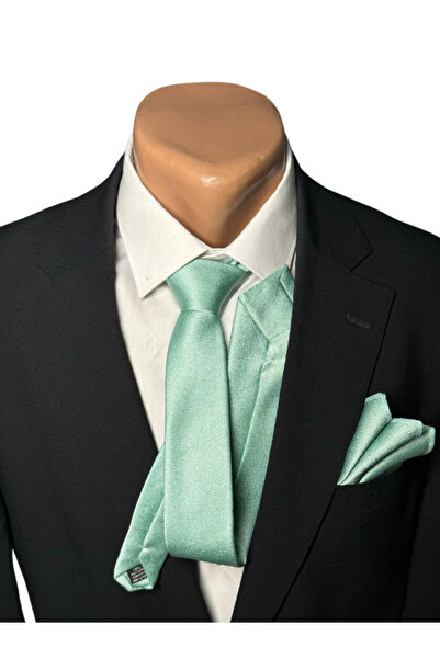 HARES Limited Edition Green Handmade Abraham Fabric Tie & Handkerchief