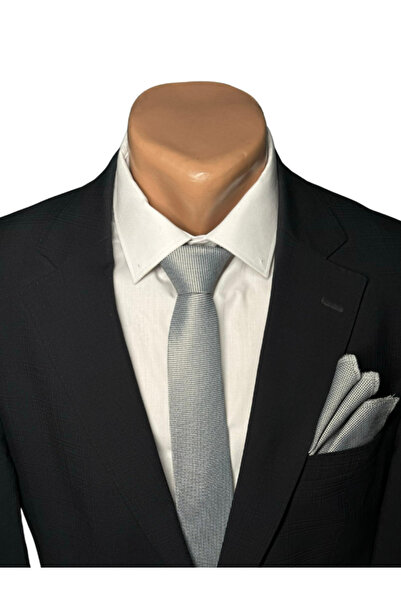 HARES Відкритий сірий краватка та хустинка ручної роботи з тканинного полотна