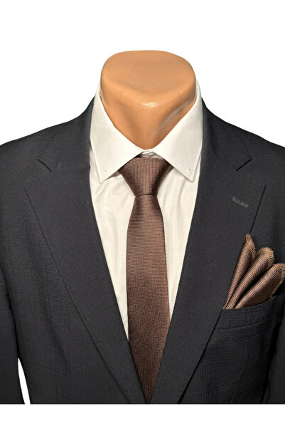 HARES Тканий коричневий краватка і хустинка ручної роботи