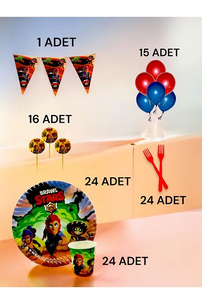 VibeHome 24 Person Brawlstars Themed m Pack - Birthday Party and Fun Events