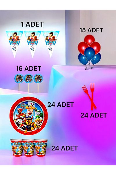 VibeHome Paw Patrol Themed m Pack for 24 - Birthday Party and Fun Events