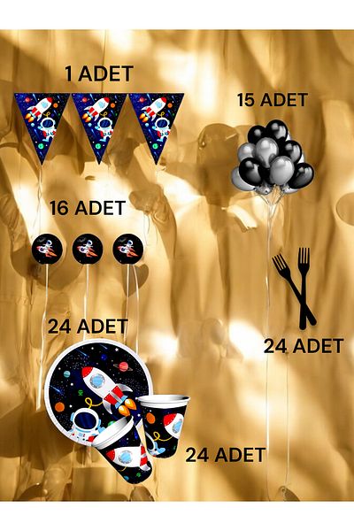 VibeHome Space Themed m Pack for 24 - Birthday Party and Fun Events