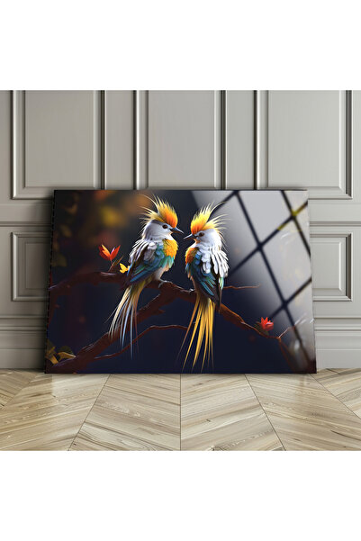 BV DEKOR Έγχρωμος πίνακας γυαλιού με πουλιά - Ζωντανά χρώματα, υψηλής ποιότητ...