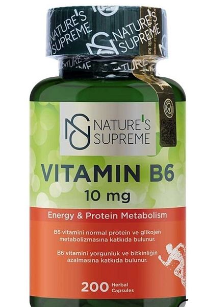 Nature's Supreme Vitamin B6 10 Mg 200 Capsules