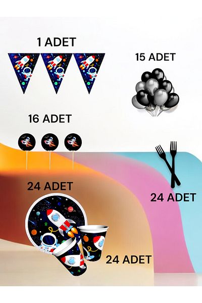 VibeHome Space Themed m Pack for 24 - Birthday Party and Fun Events