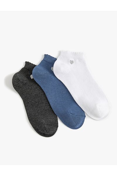 Koton Set de 3 șosete papuci multicolore cu detaliu inimă