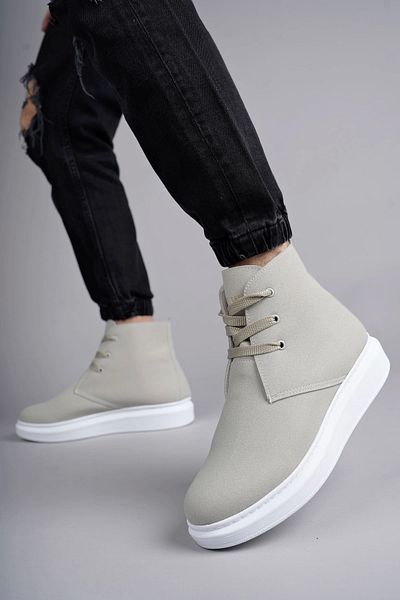 TB Terzi Bey Slw207 Oslo Lace-Up Suede Ανδρικά καθημερινά αθλητικά μποτάκια Bt - Γκρι