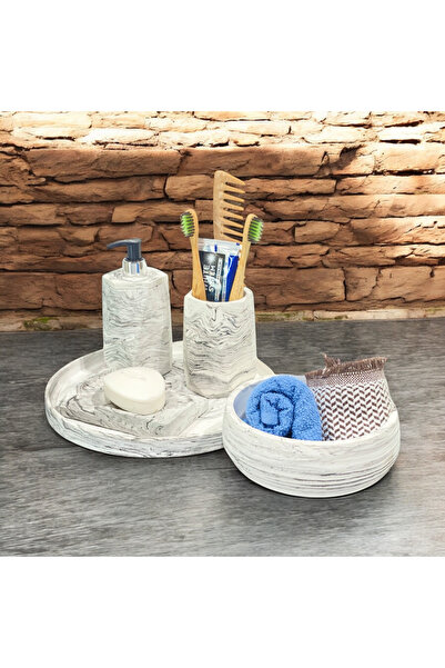 Chiko Mall Σετ αξεσουάρ μπάνιου από σκυρόδεμα διακοσμημένο με αισθητική μαρμά...