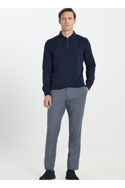 ALTINYILDIZ CLASSICS Altınyıldız Classics Elastic Waist Comfort Fit Navy Blue Men's Trousers Ace012510046_Pant Classic Y