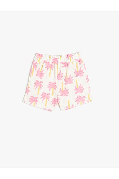 Koton Cotton Palm Tree Printed Shorts - Elastic Waist