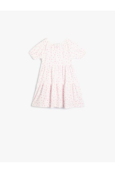 Koton Rochie florală, mâneci scurte cu balon, gât rotund