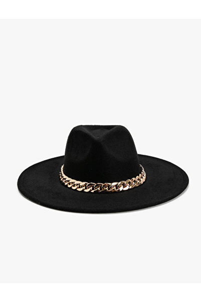 Koton Fedora Hat with Metal Chain Detail
