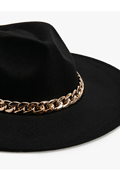 Koton Fedora Hat with Metal Chain Detail